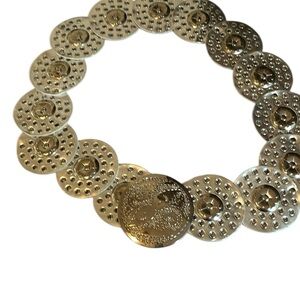 Silver on Silver size M/L wide disc detailed belt silver buckle